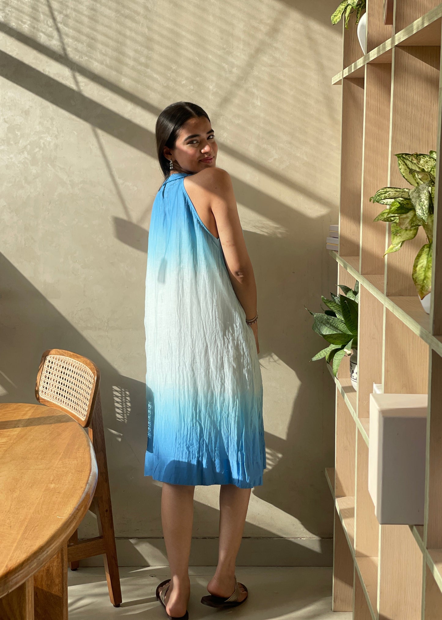 Ocean Blue Chanderi Dress