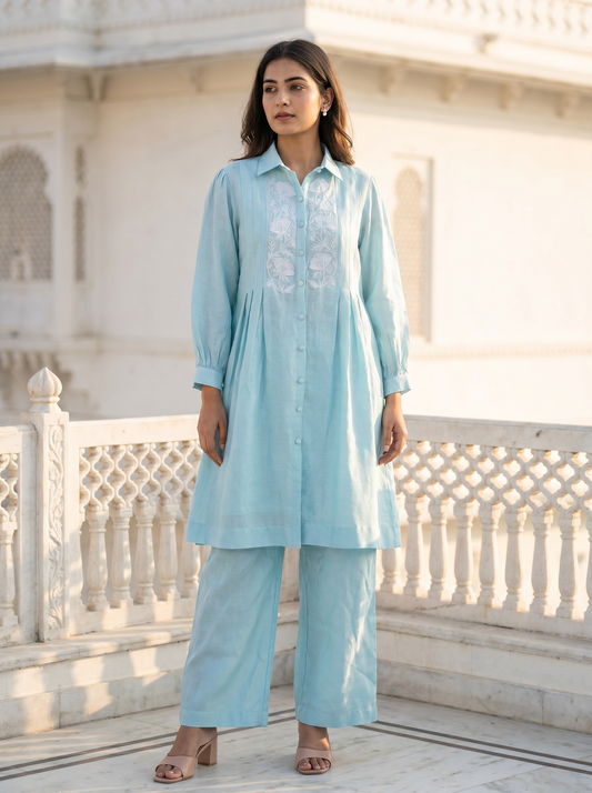 Aqua Chanderi Co-ord Set