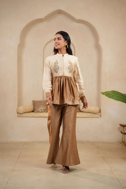 Earthy Peplum Chanderi Coord