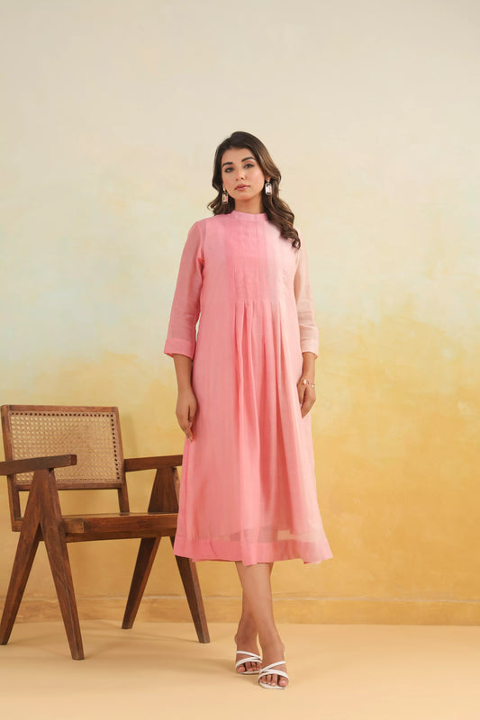 Pink Shaded Chanderi Dress