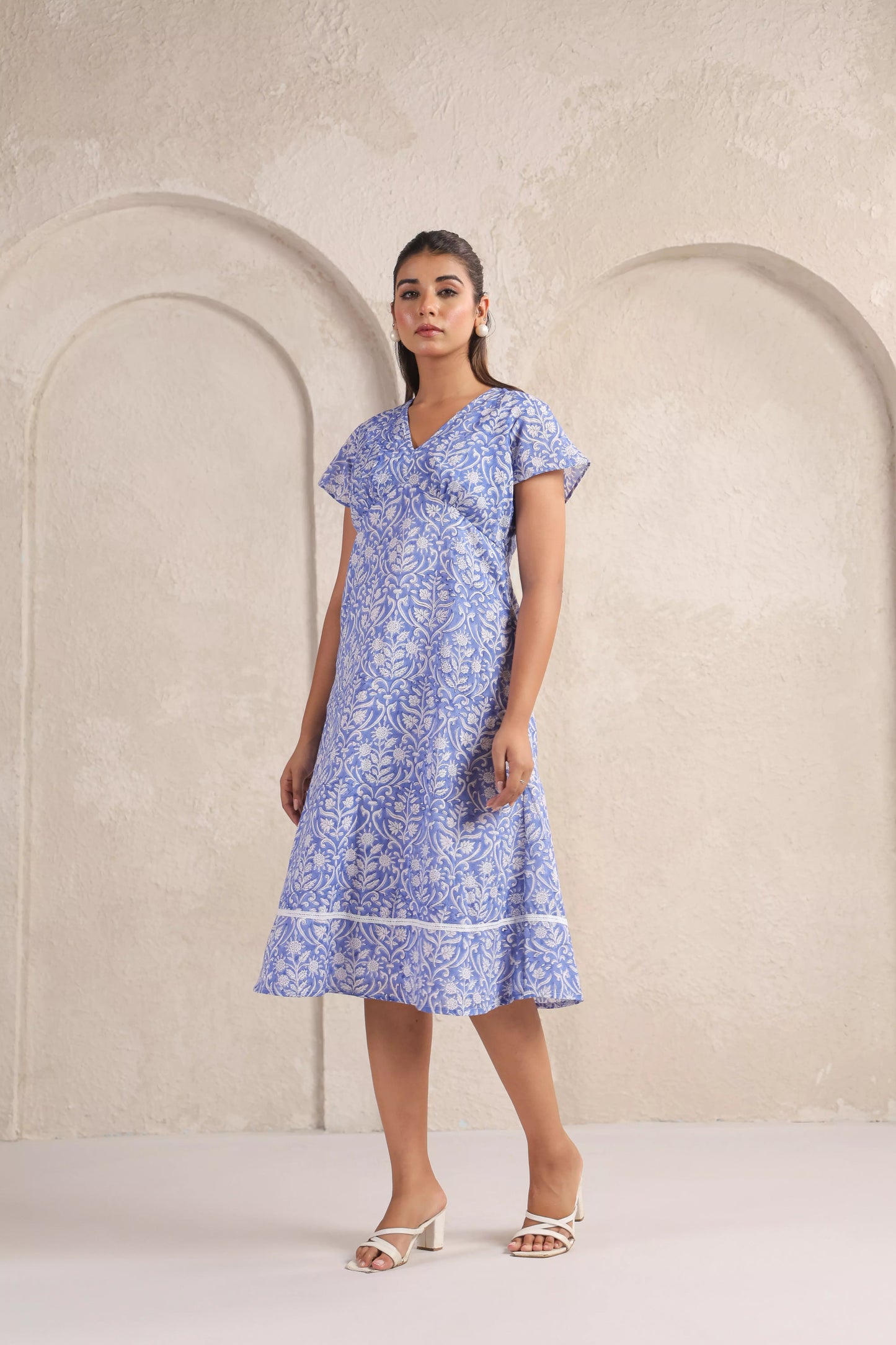 Blue Mirage Sleeved Dress