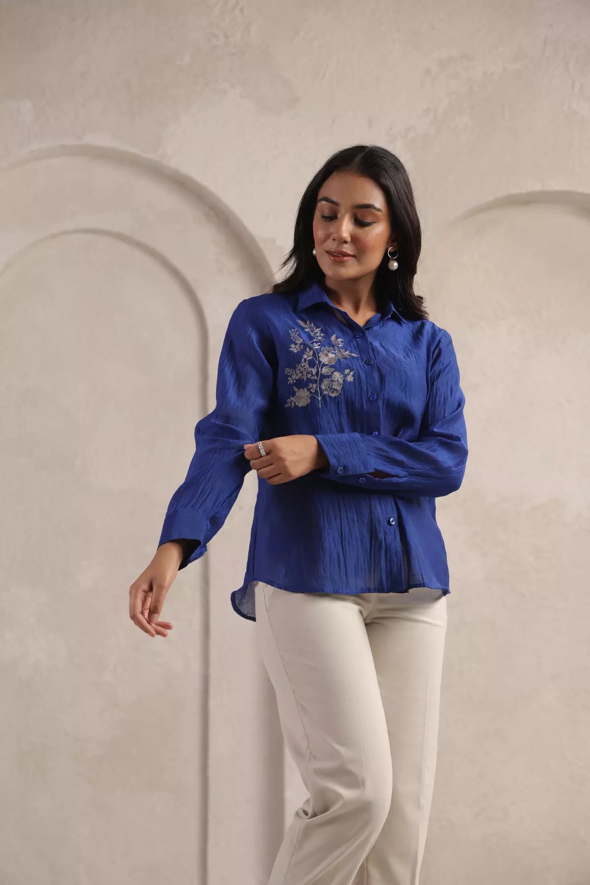 Electric Blue Threaded Shirt