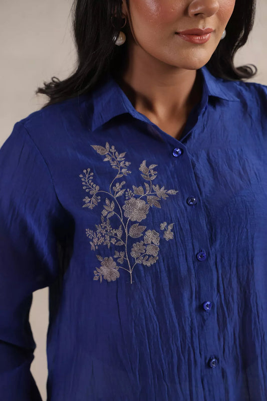 Electric Blue Threaded Shirt