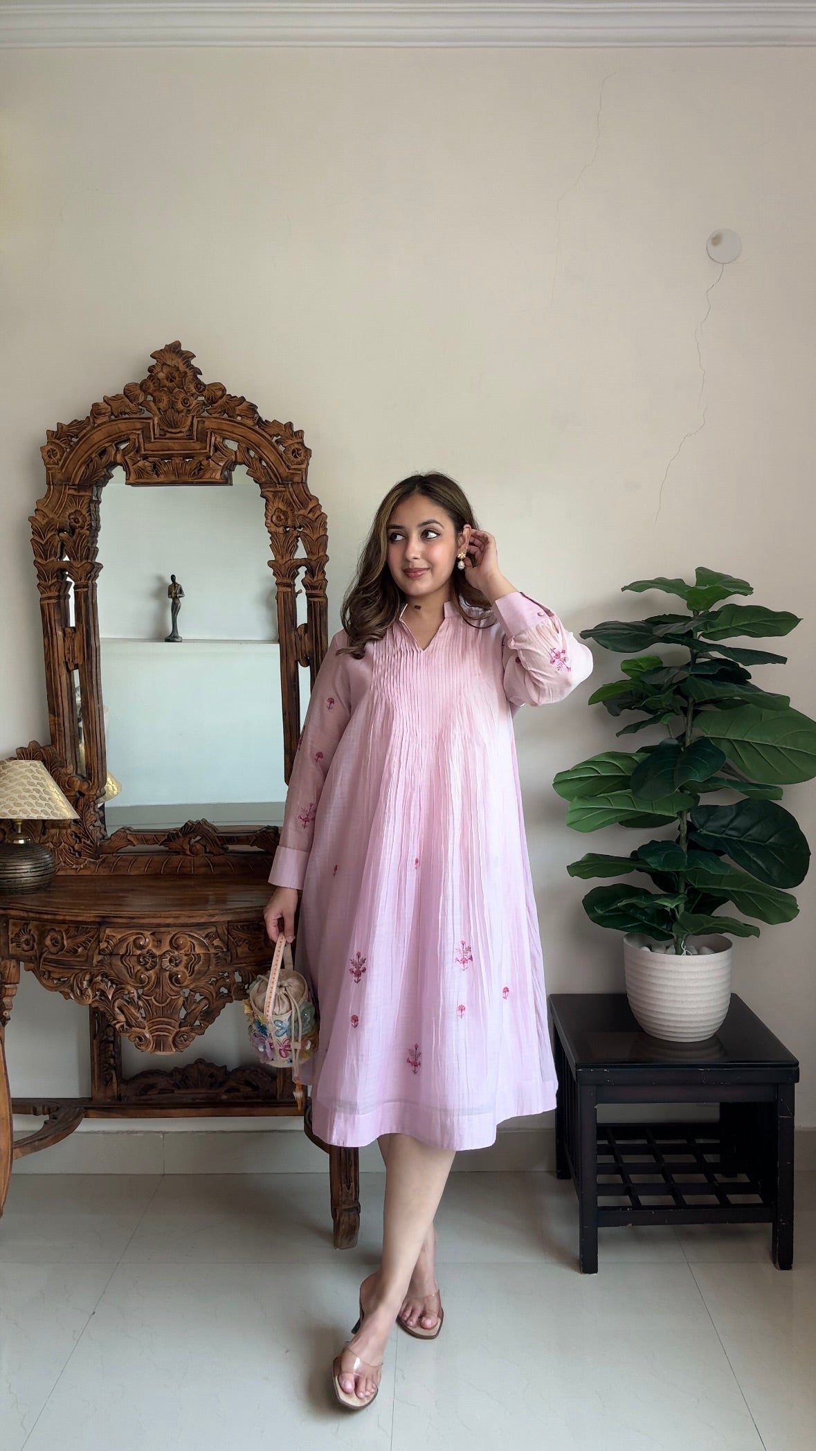 Lavender Ombre Chanderi Dress