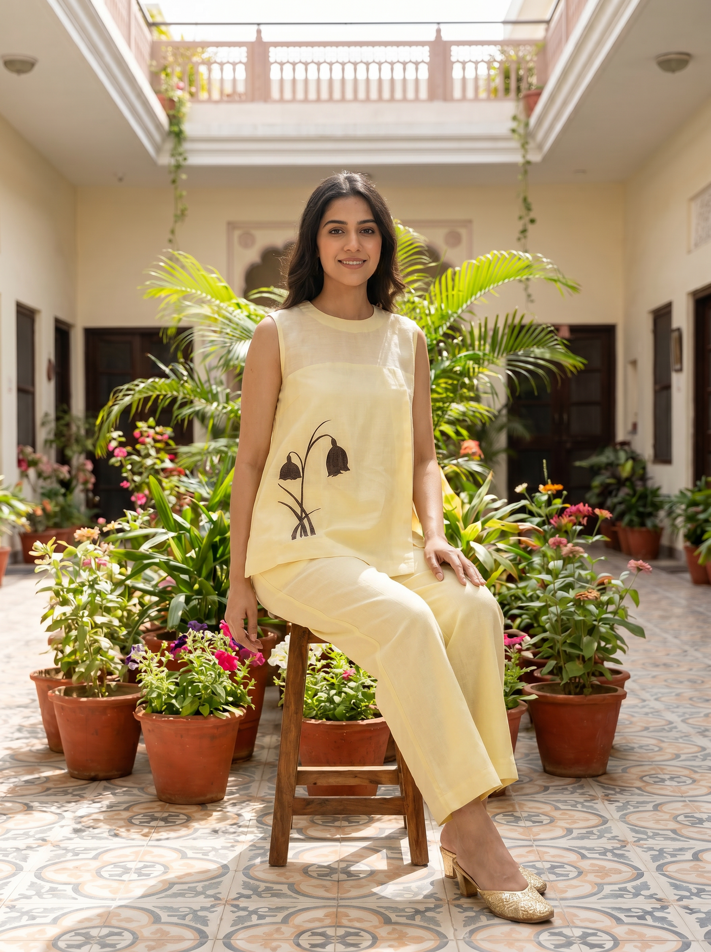 Butter Yellow Asymmetrical Co-ord