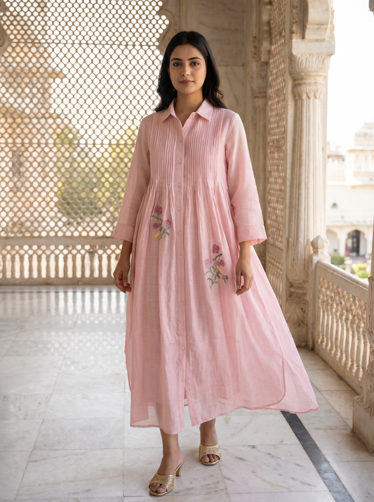 Flora Long Pintuck Dress