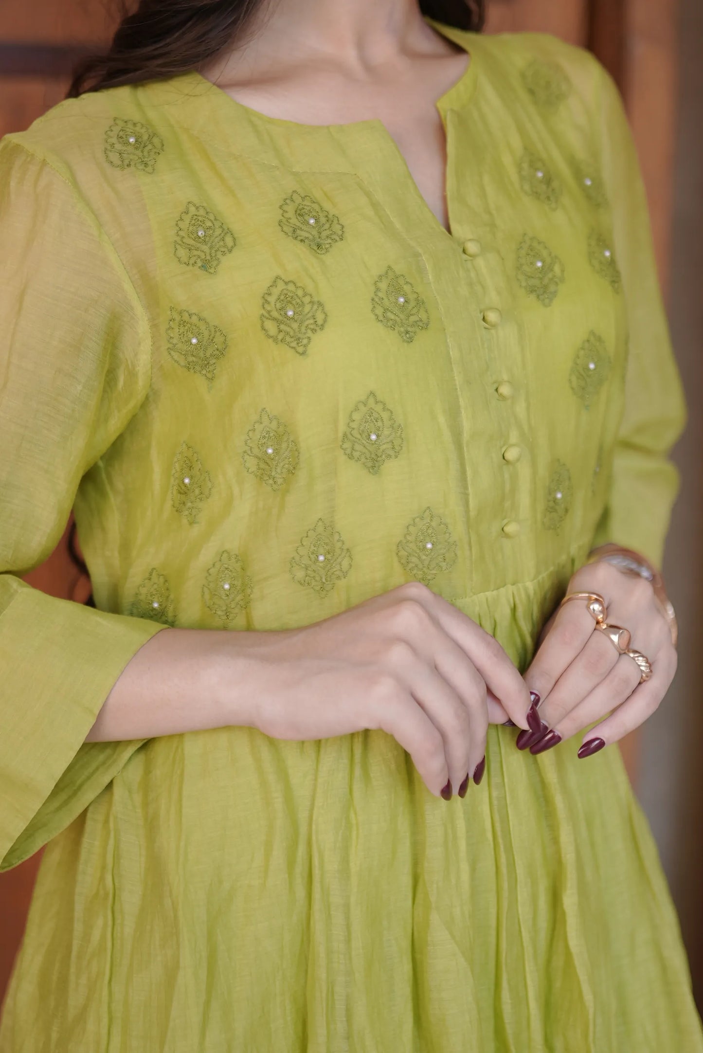 Vanya Embroidered Chanderi Dress