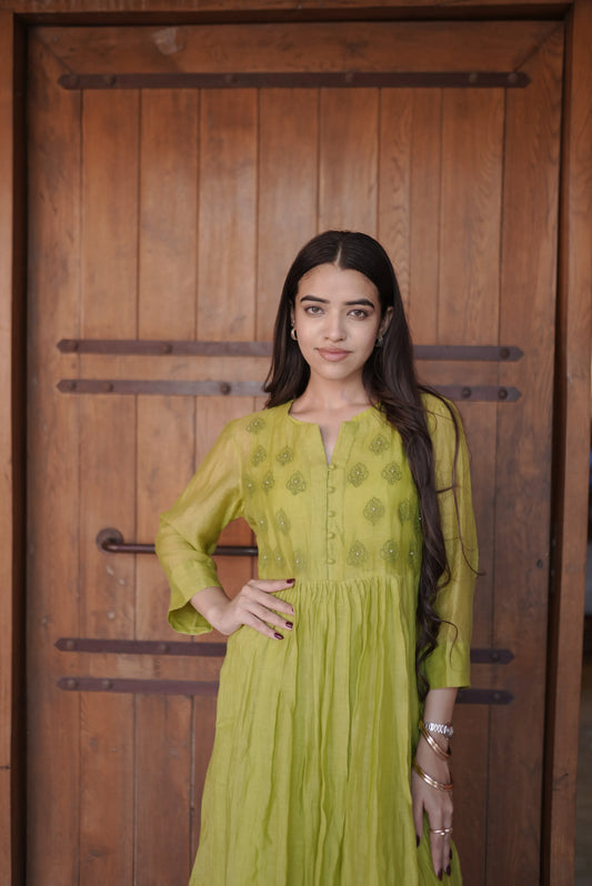 Vanya Embroidered Chanderi Dress