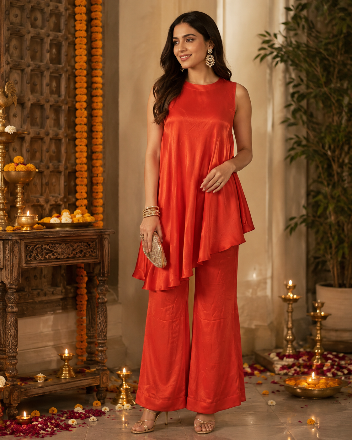 Orange Asymmetrical Co-ord Set