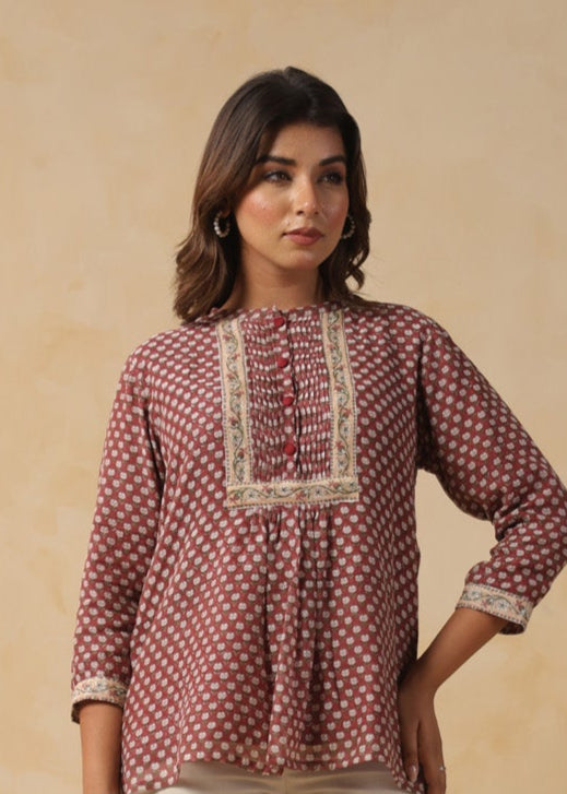 Terracotta Chanderi Top
