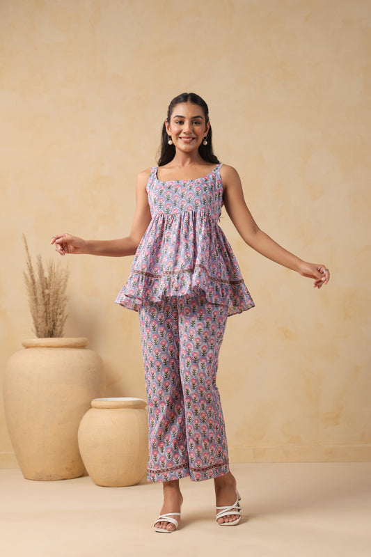 Lilac Hand-Block Co-ord Set