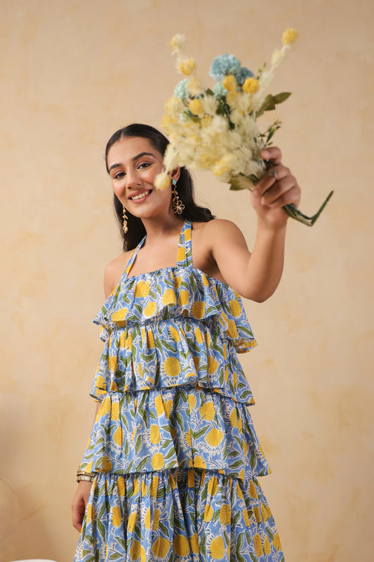 Sunshine Bloom Halter Dress