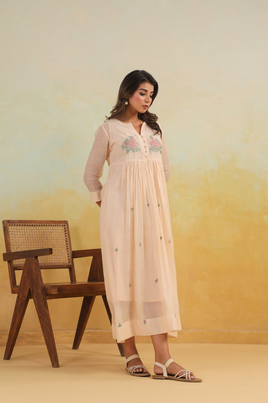 Peach Meadow Chanderi Dress