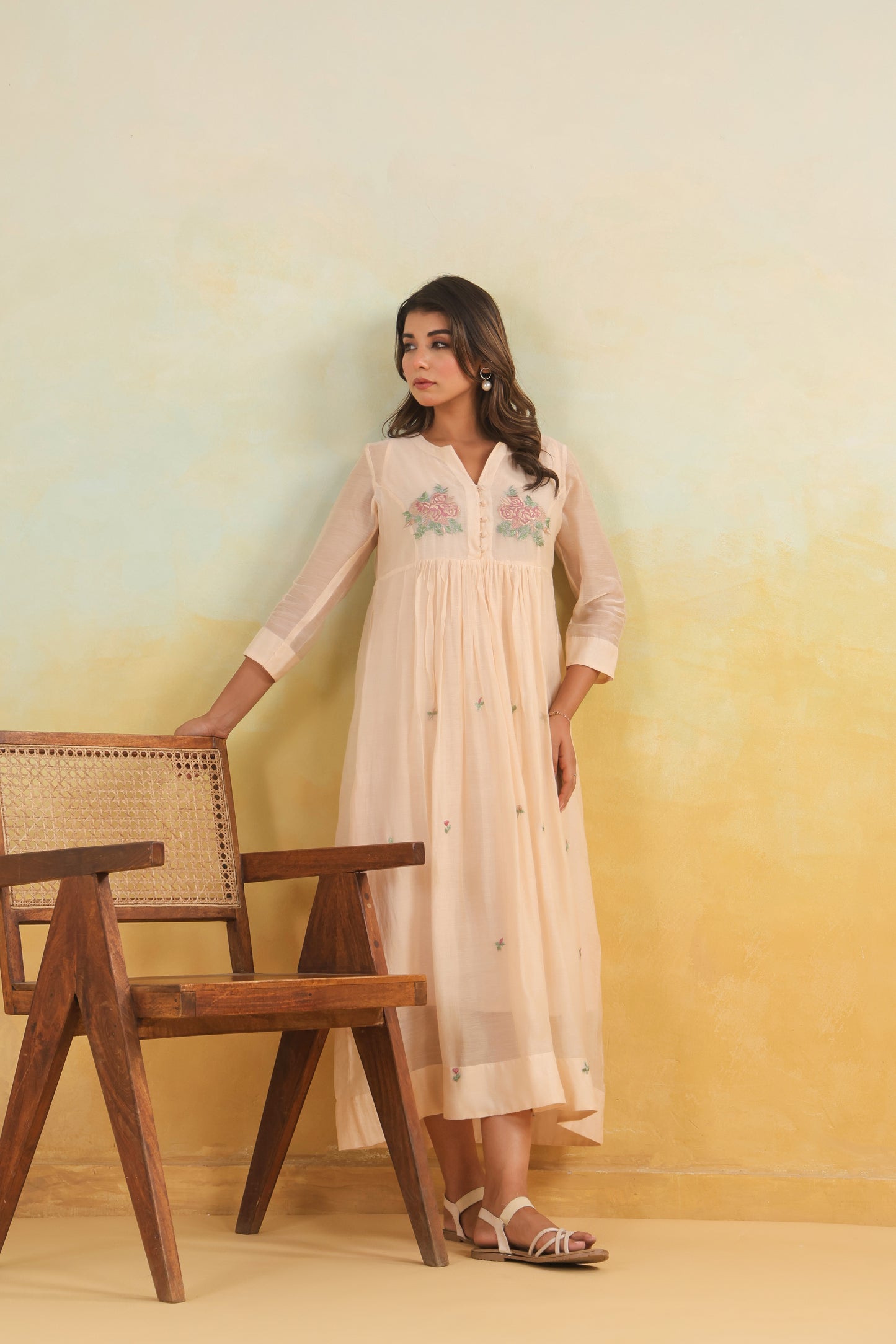 Peach Meadow Chanderi Dress