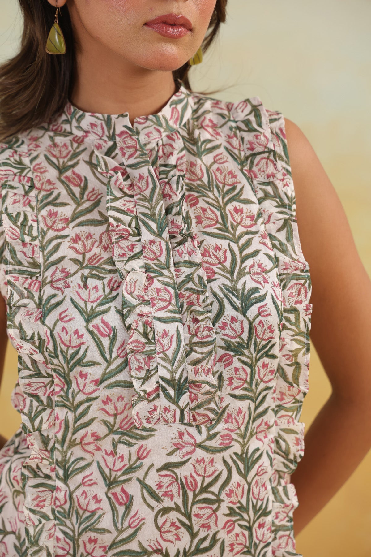 Tulip Hand-Block Chanderi Dress