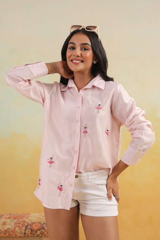 Pink Threaded Chanderi Top