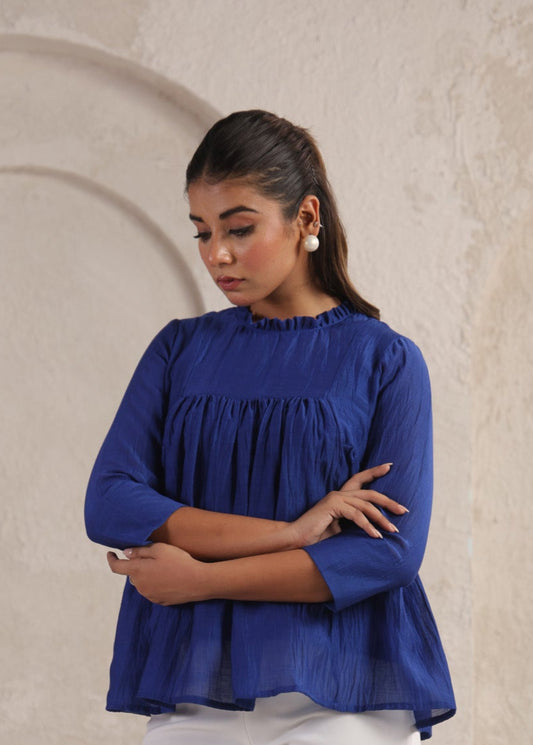 Electric Blue Chanderi Top