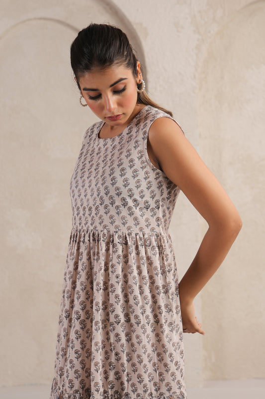 Earthy Hand-Block Dress