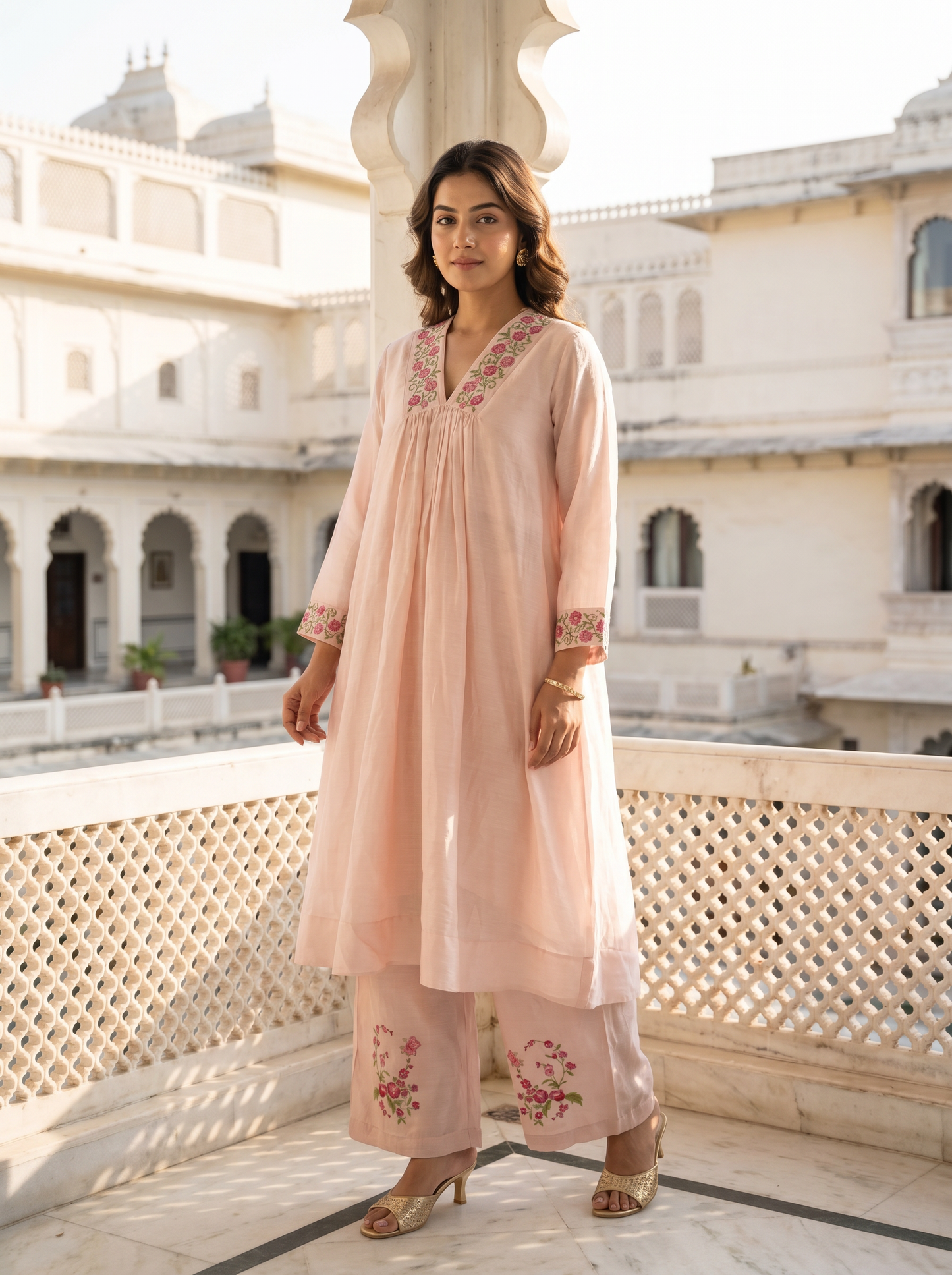 Rose Bloom Chanderi Co-ord Set