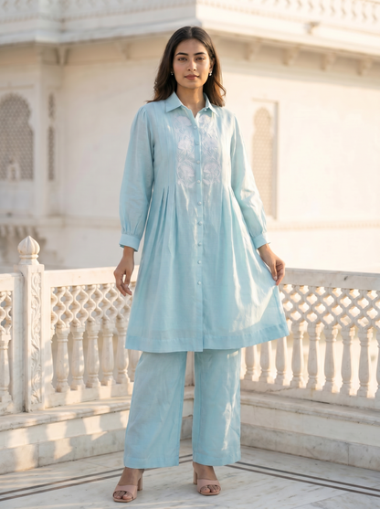 Aqua Chanderi Co-ord Set