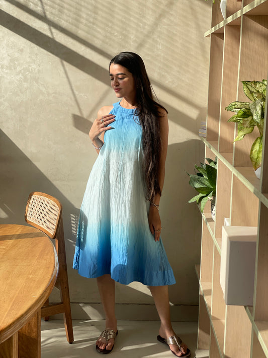 Ocean Blue Chanderi Dress