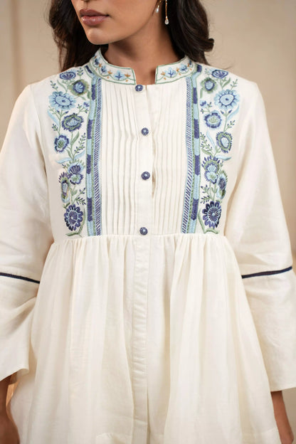 Ivory Embroidered Chanderi Coord