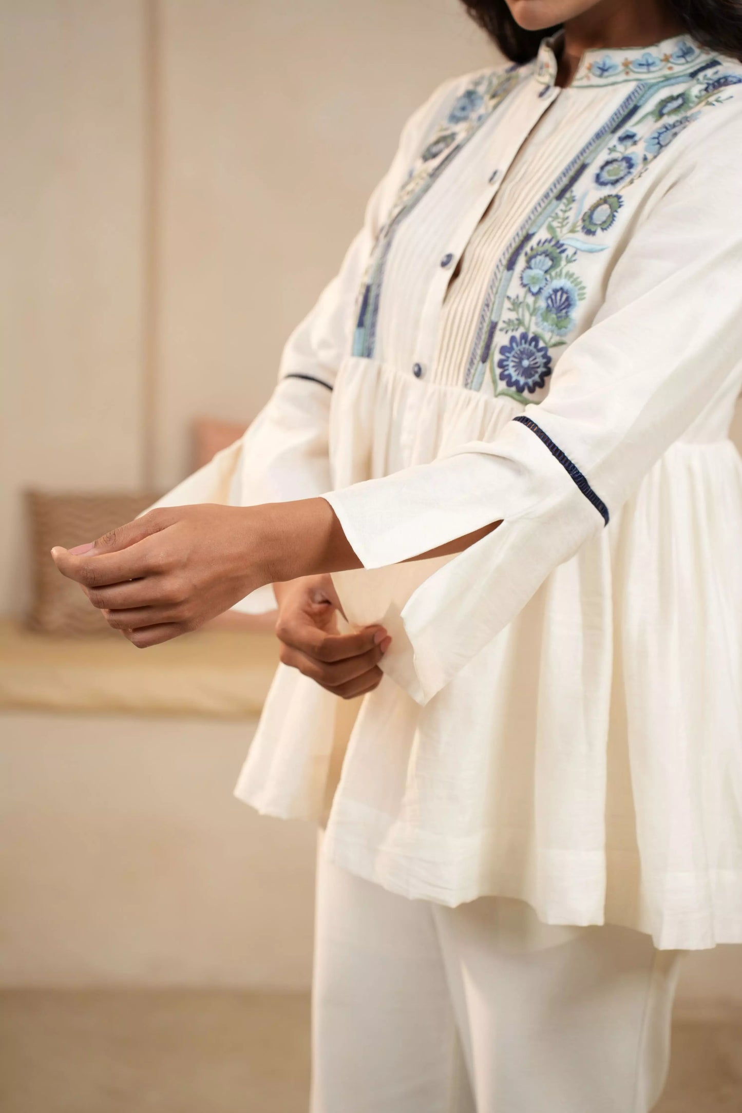 Ivory Embroidered Chanderi Coord