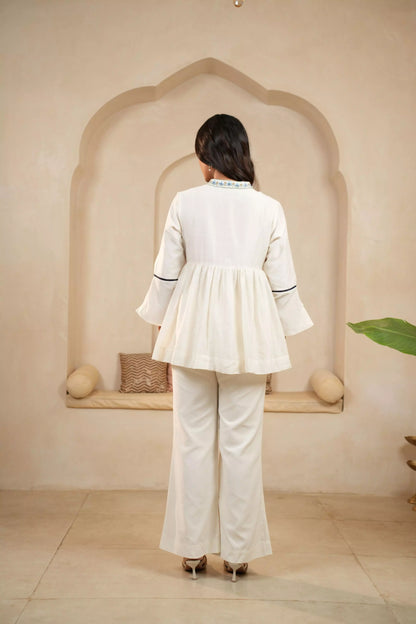 Ivory Embroidered Chanderi Coord
