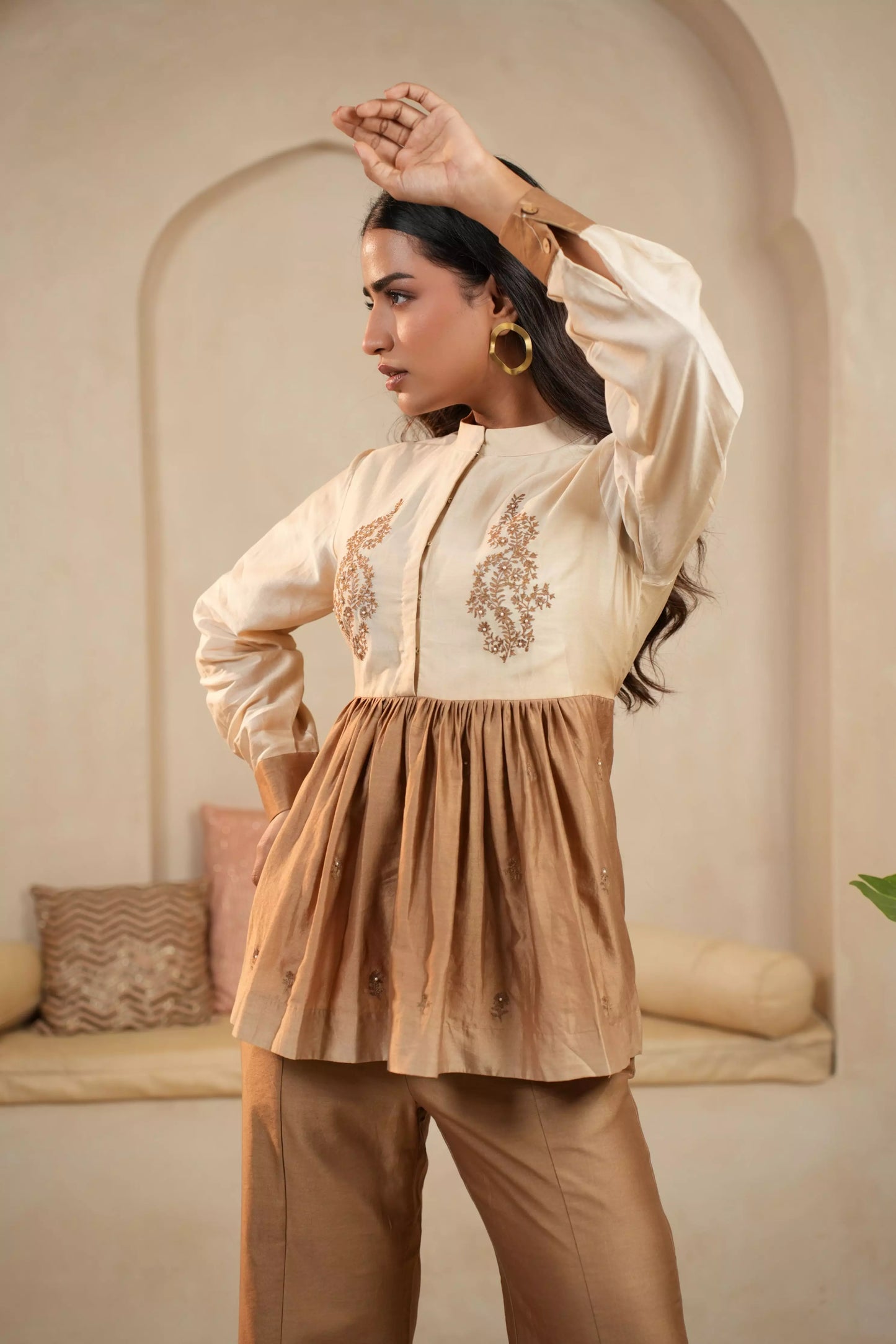 Earthy Peplum Chanderi Coord
