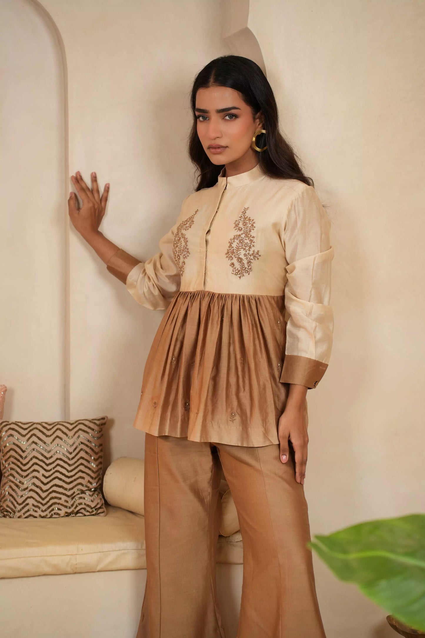 Earthy Peplum Chanderi Coord