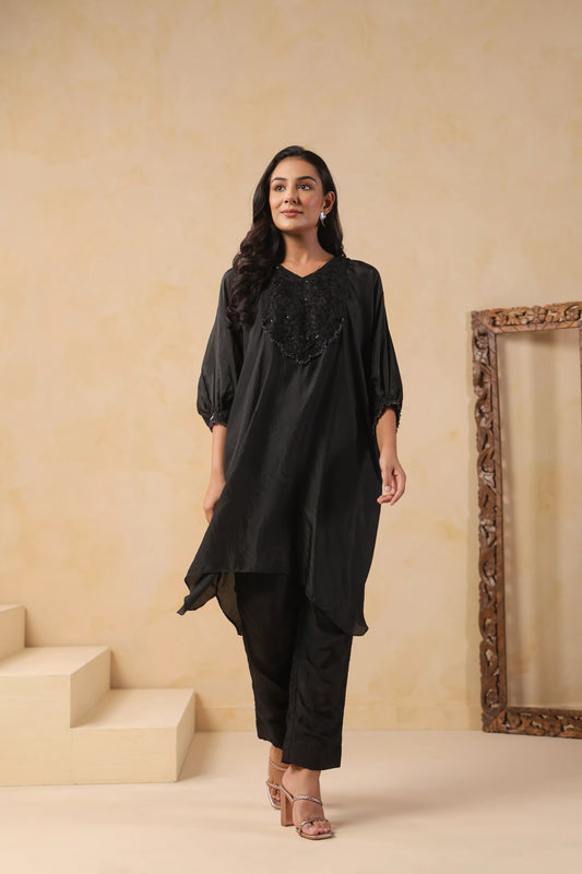 Noir Embroidered Kaftan Co-ord