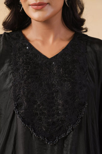 Noir Embroidered Kaftan Co-ord