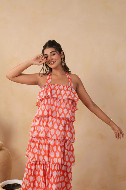 Tangerine Halterneck Dress