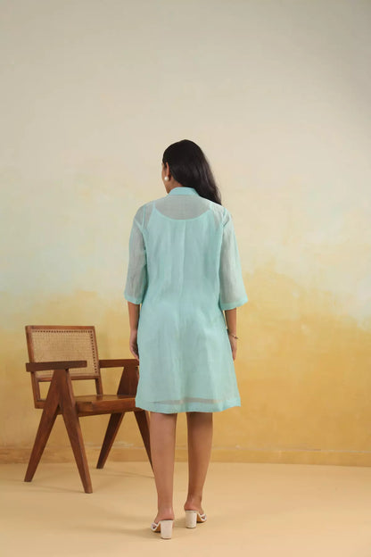 Aqua Haze Shirt Dress