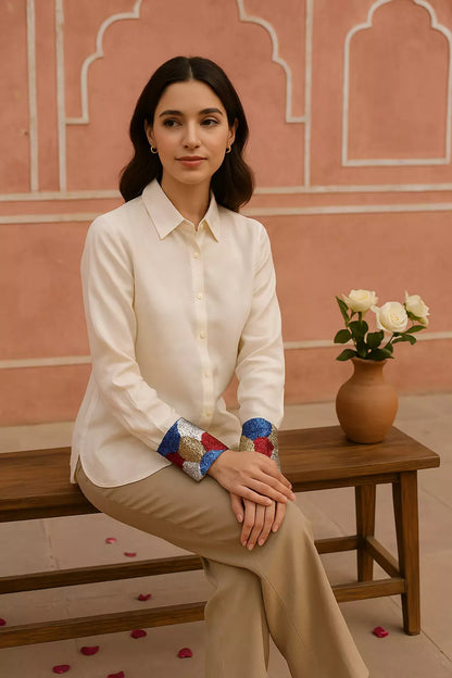 Ivory Prism Satin Top