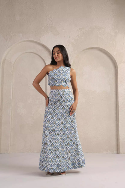 Blue Blossom Skirt Co-ord