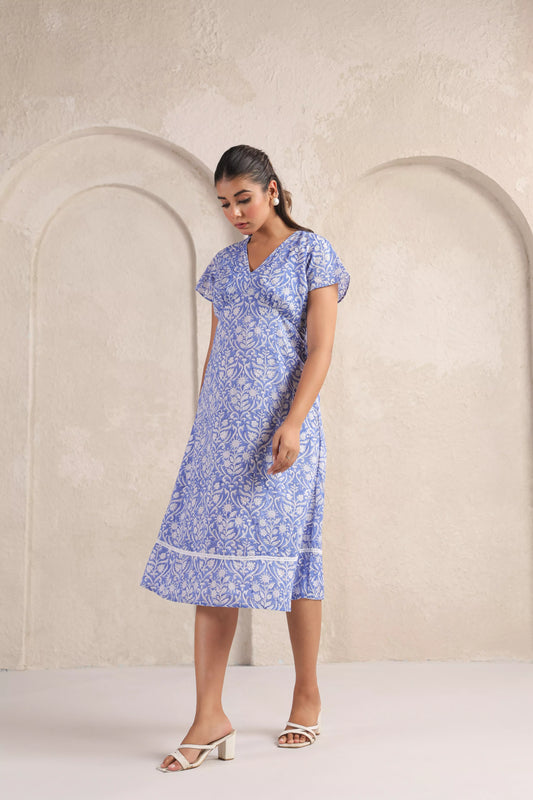 Blue Mirage Sleeved Dress
