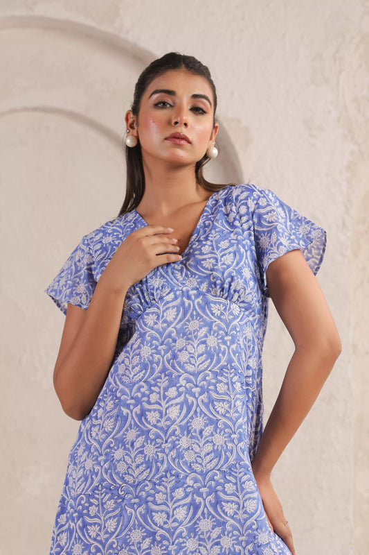 Blue Mirage Sleeved Dress
