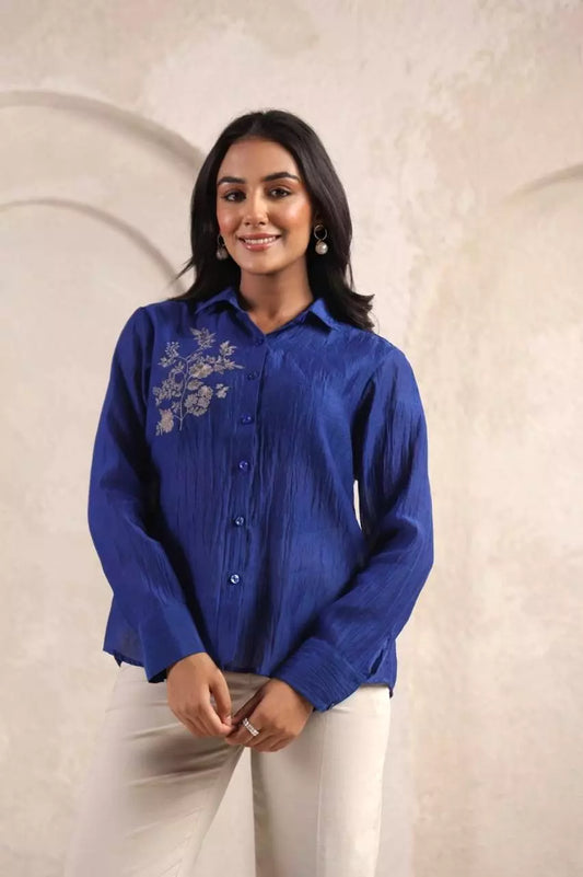 Electric Blue Threaded Shirt