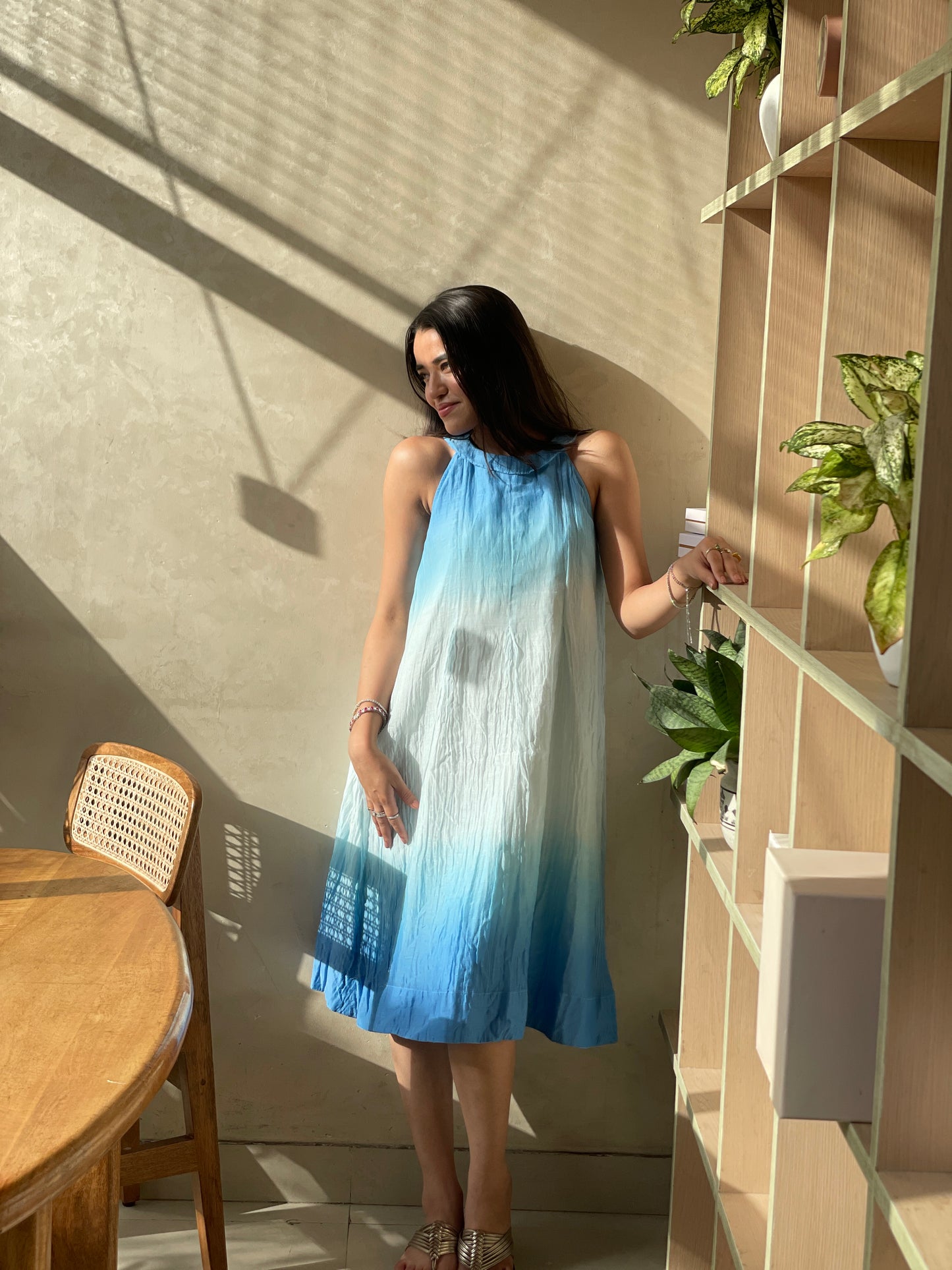 Ocean Blue Chanderi Dress