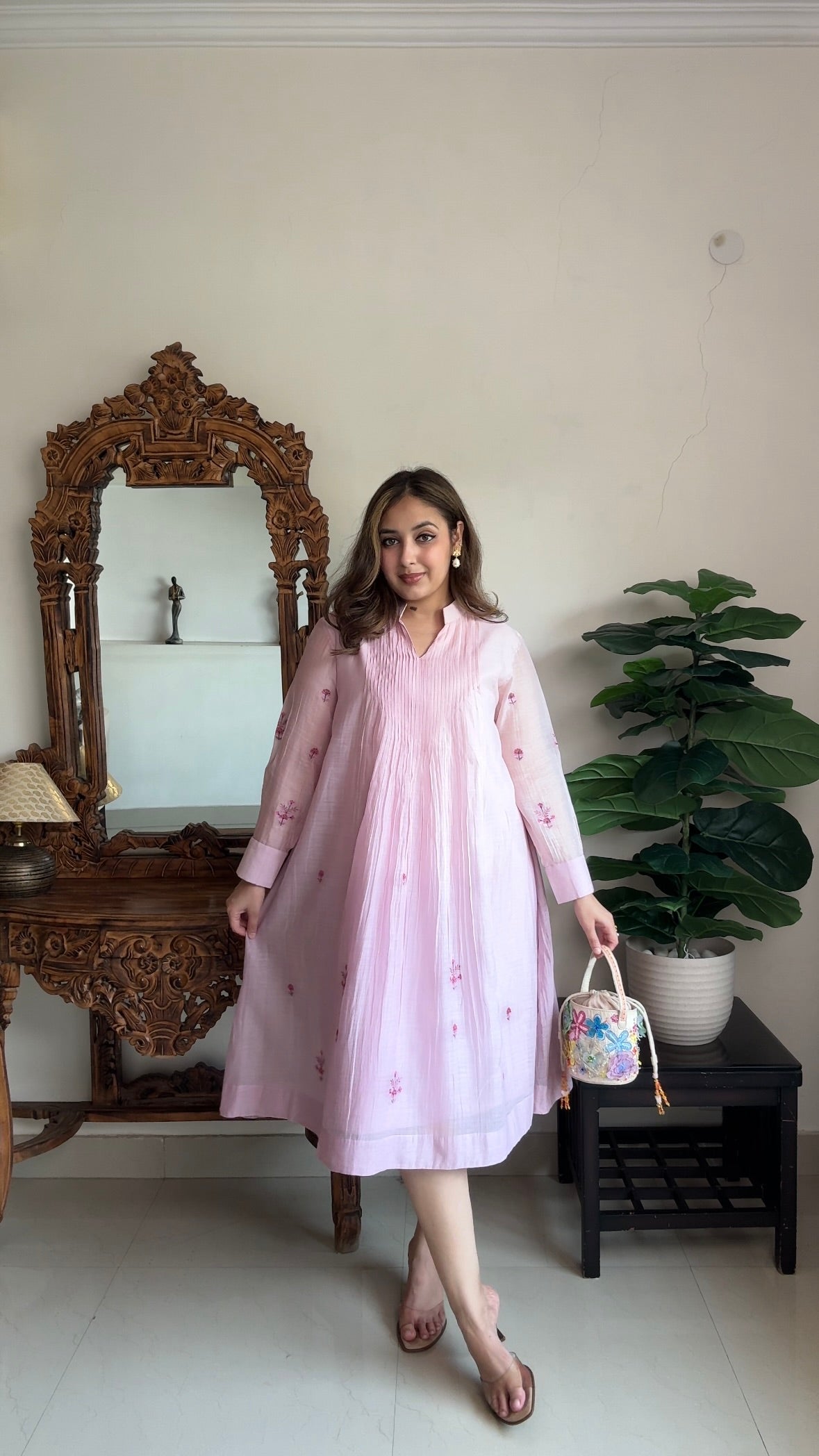 Lavender Ombre Chanderi Dress