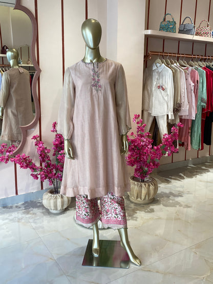 Onion Pink Chanderi Co-ord
