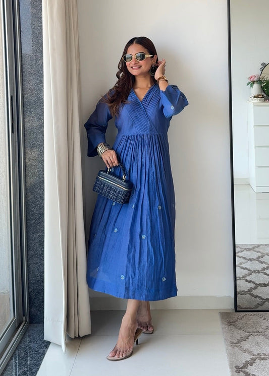 Electric Blue Embroidered Dress