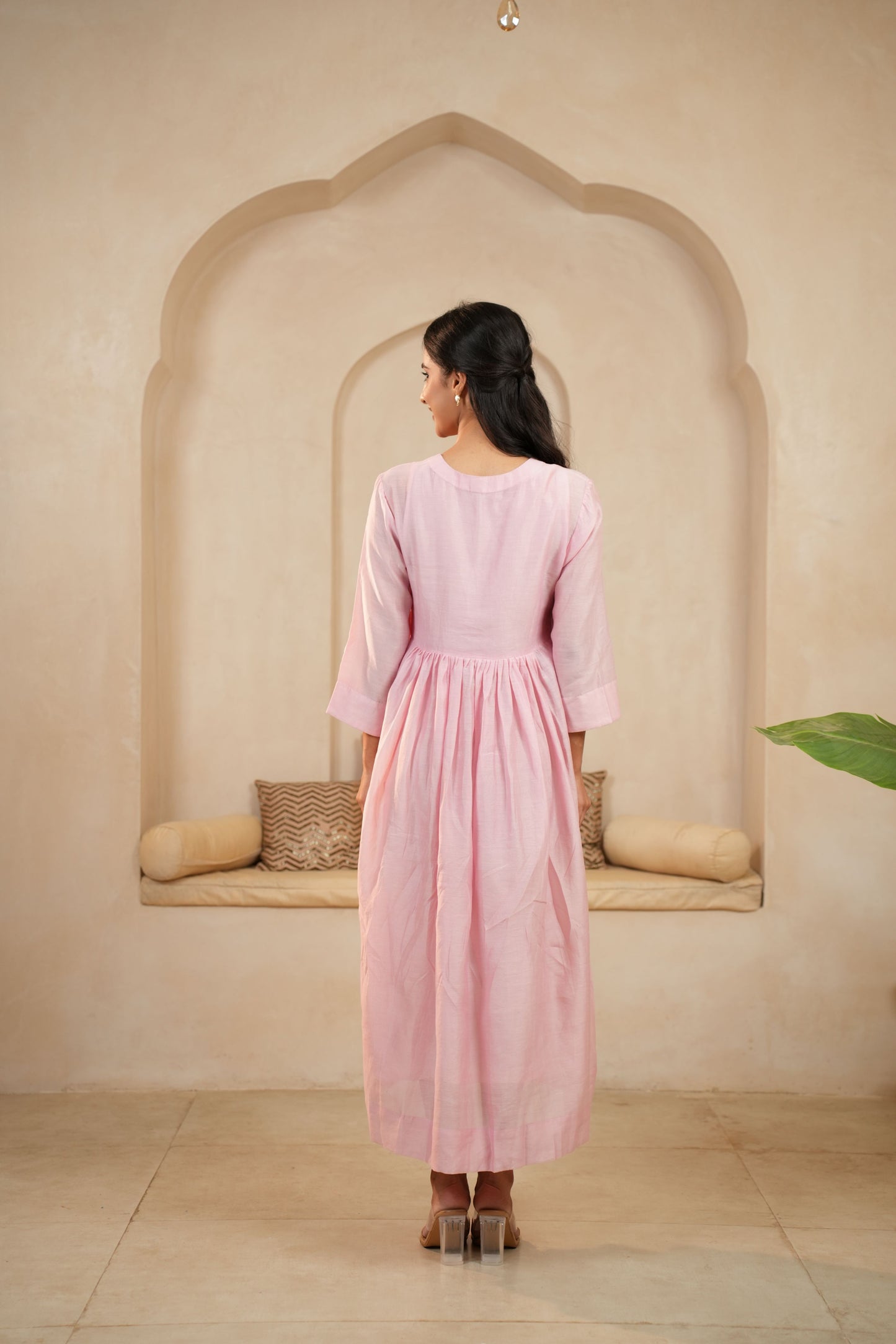 Pink Blossom Chanderi Dress