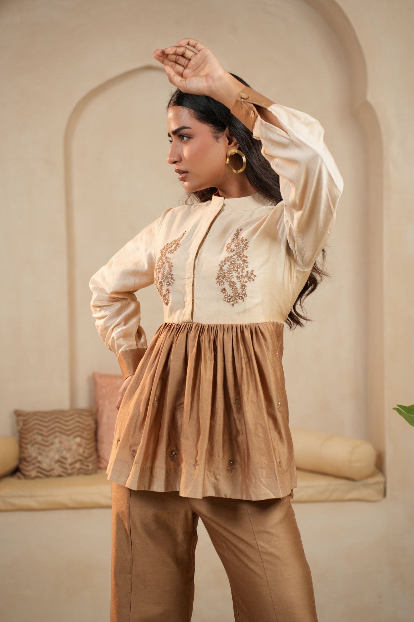 Earthy Peplum Chanderi Coord