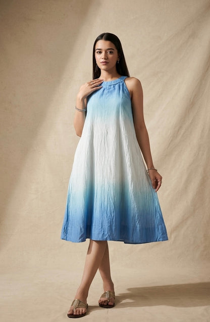 Ocean Blue Chanderi Dress