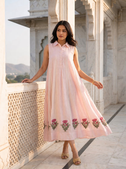 Dual Tone Block Print Dress