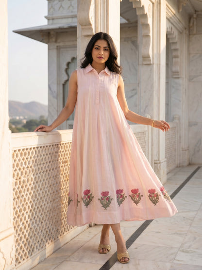 Dual Tone Block Print Dress