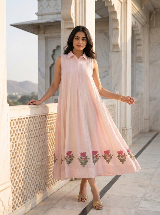 Dual Tone Block Print Dress