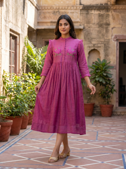 Rani Frill Chanderi Dress